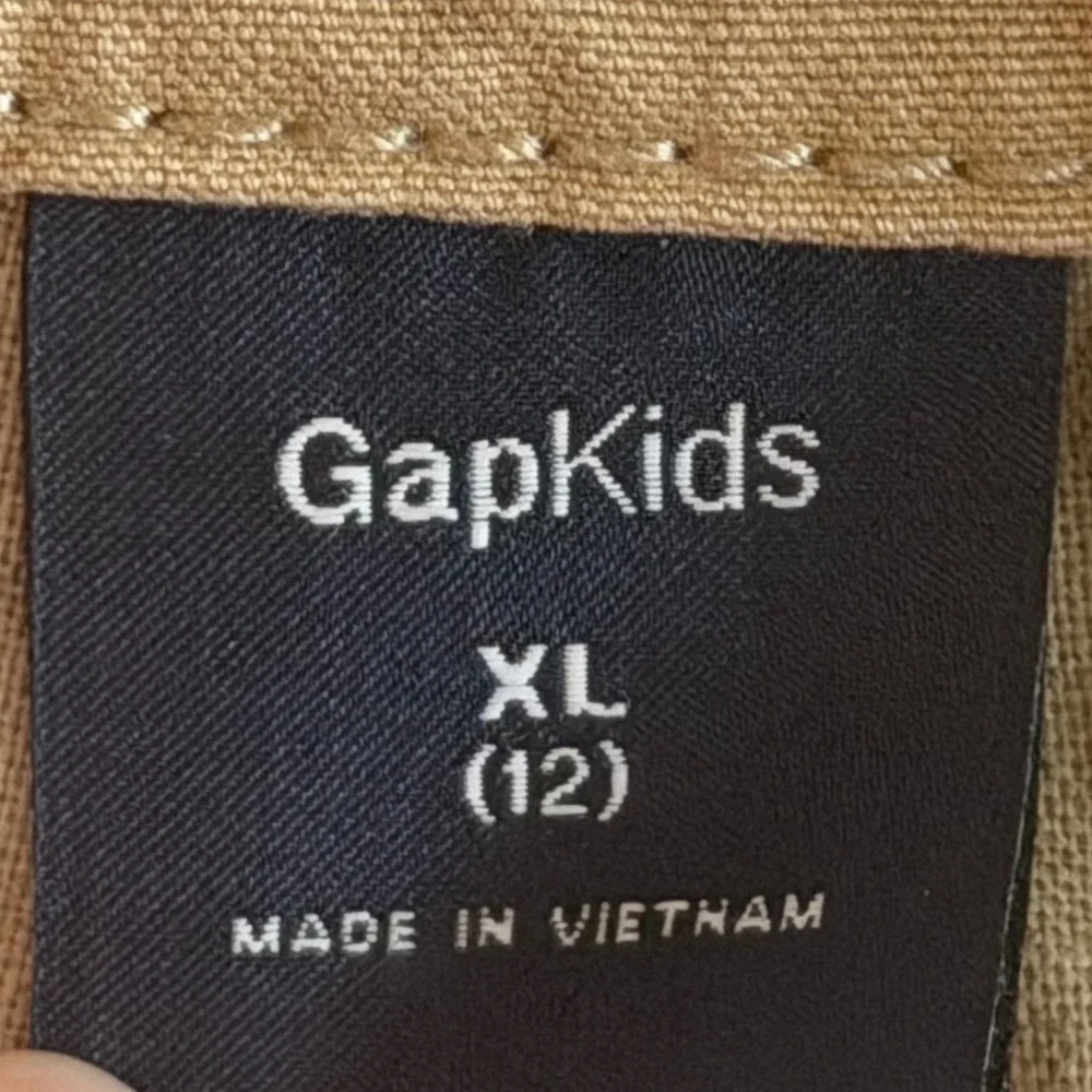 Gap Kids XL 12 Tan Beige Full Zip Utility Bomber Jacket Military Cargo Cotton